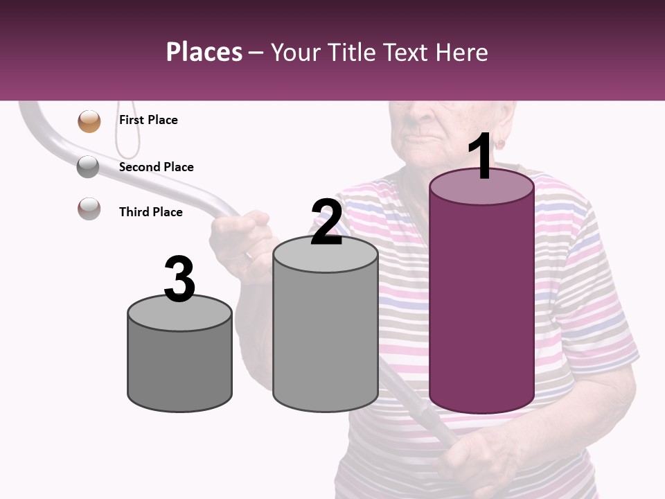 An Old Woman Holding A Metal Object In Her Hand PowerPoint Template