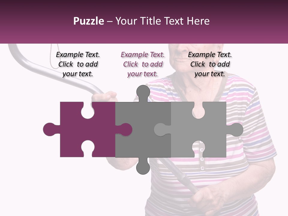 An Old Woman Holding A Metal Object In Her Hand PowerPoint Template