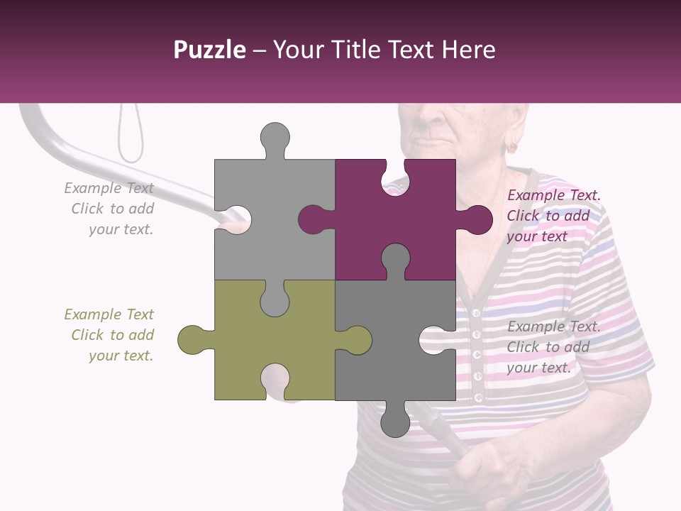 An Old Woman Holding A Metal Object In Her Hand PowerPoint Template