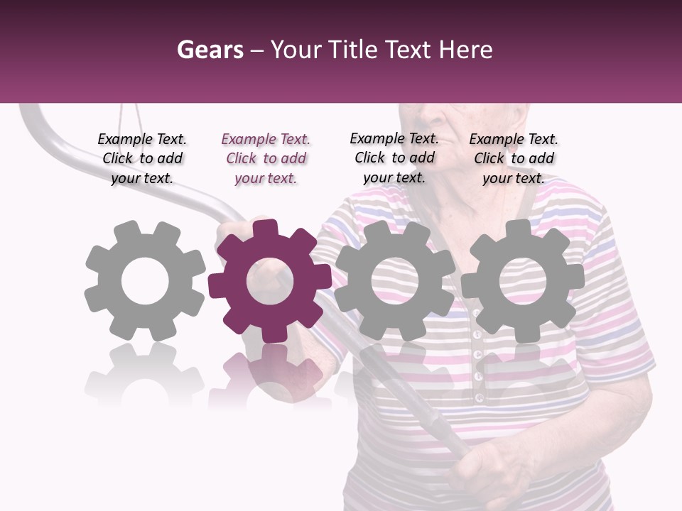 An Old Woman Holding A Metal Object In Her Hand PowerPoint Template