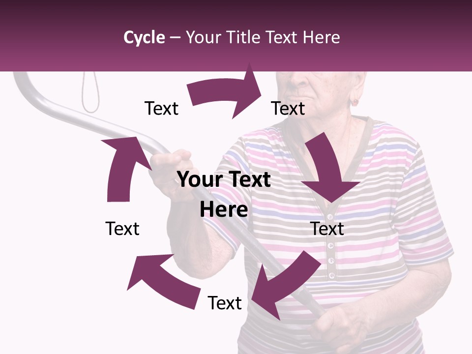 An Old Woman Holding A Metal Object In Her Hand PowerPoint Template