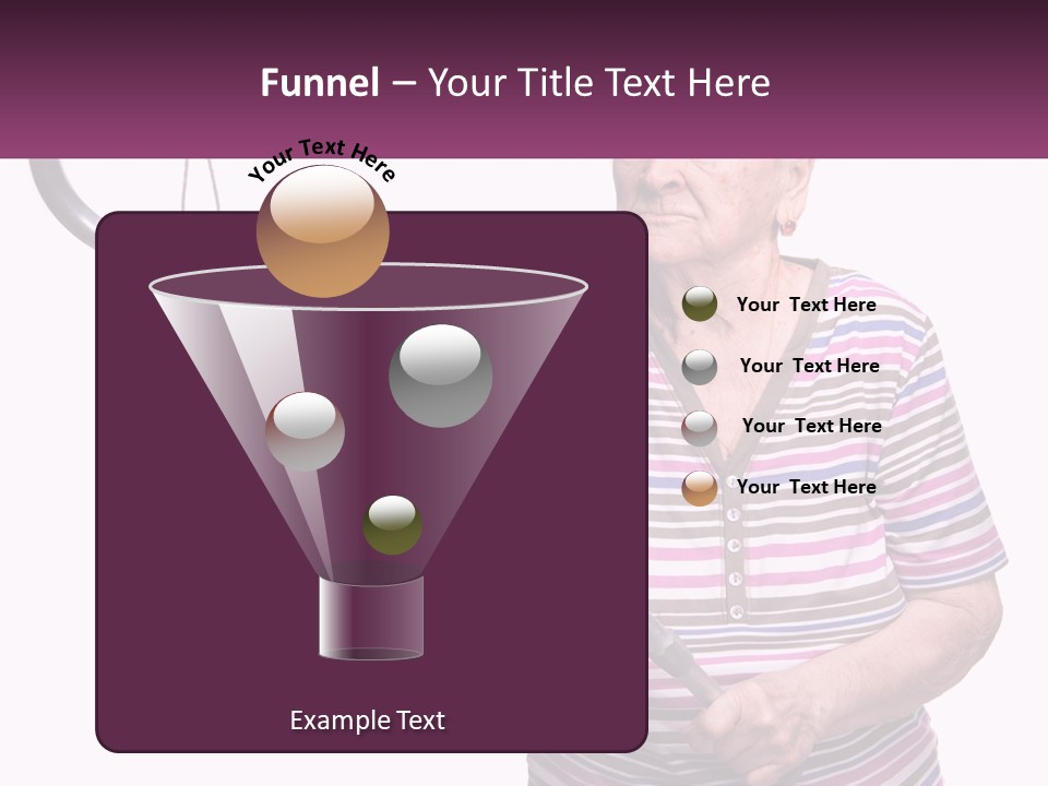 An Old Woman Holding A Metal Object In Her Hand PowerPoint Template