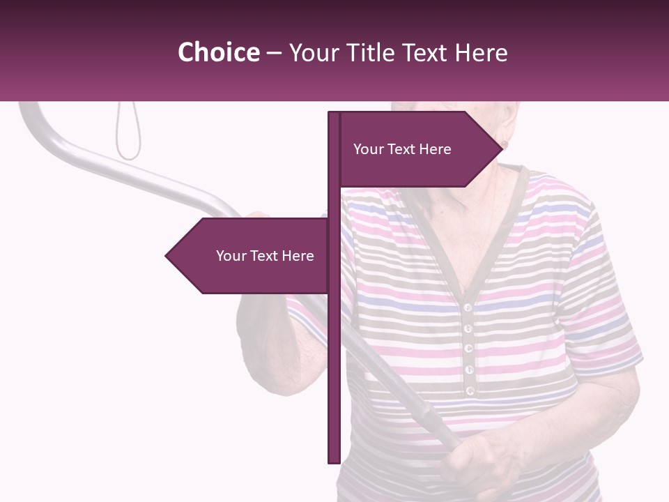 An Old Woman Holding A Metal Object In Her Hand PowerPoint Template