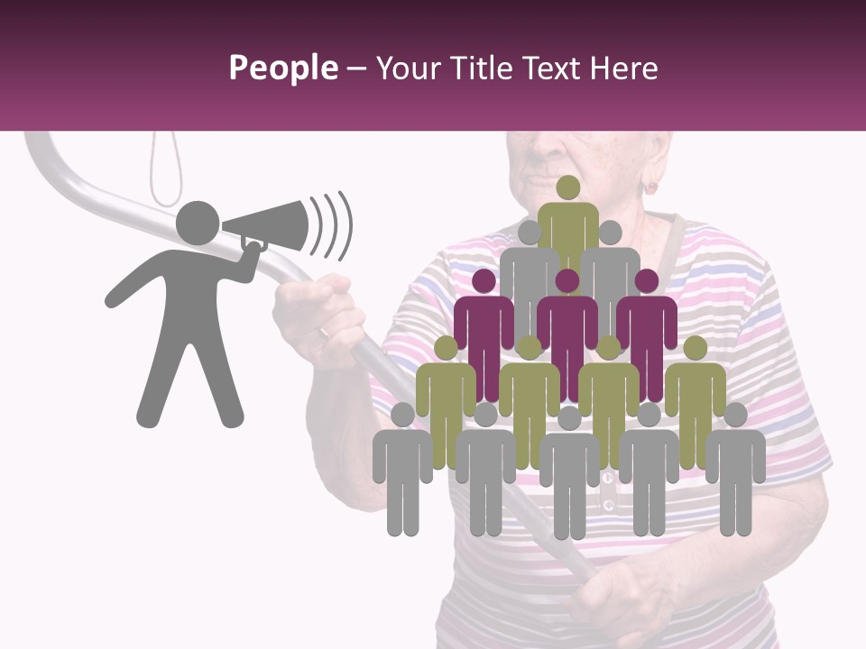 An Old Woman Holding A Metal Object In Her Hand PowerPoint Template
