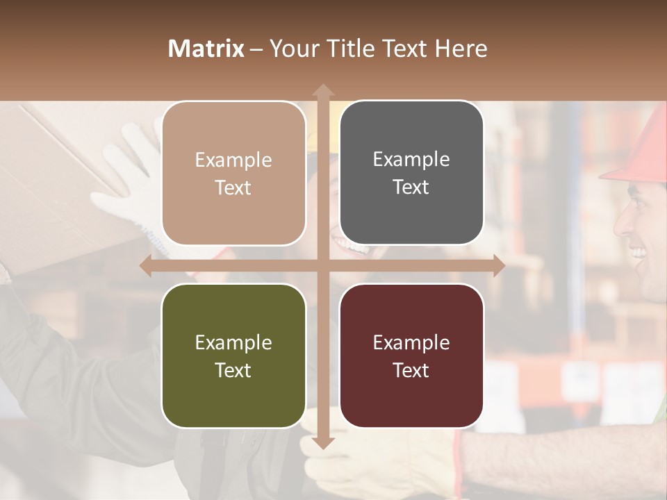 A Man Holding A Box With Another Man Wearing A Hard Hat PowerPoint Template