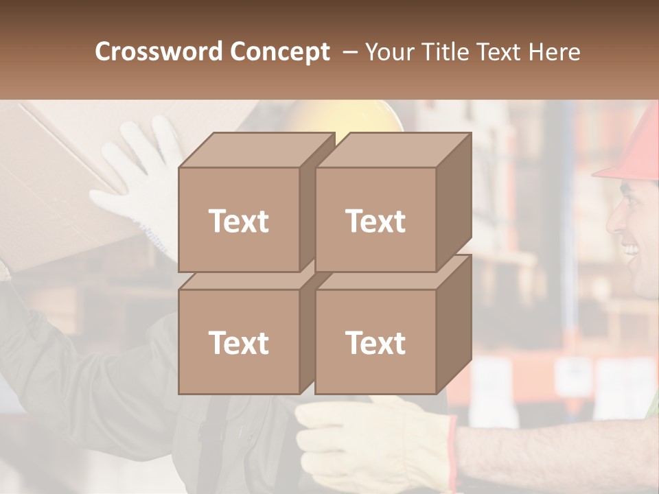 A Man Holding A Box With Another Man Wearing A Hard Hat PowerPoint Template