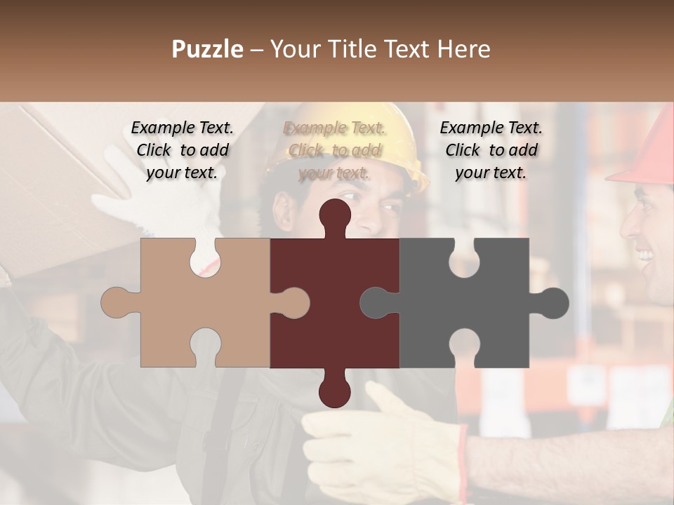 A Man Holding A Box With Another Man Wearing A Hard Hat PowerPoint Template