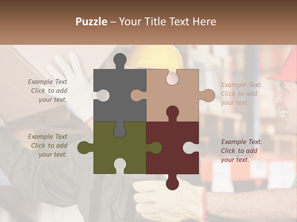 A Man Holding A Box With Another Man Wearing A Hard Hat PowerPoint Template