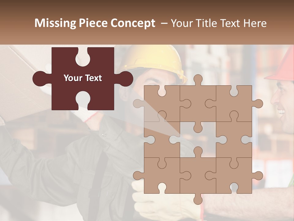 A Man Holding A Box With Another Man Wearing A Hard Hat PowerPoint Template