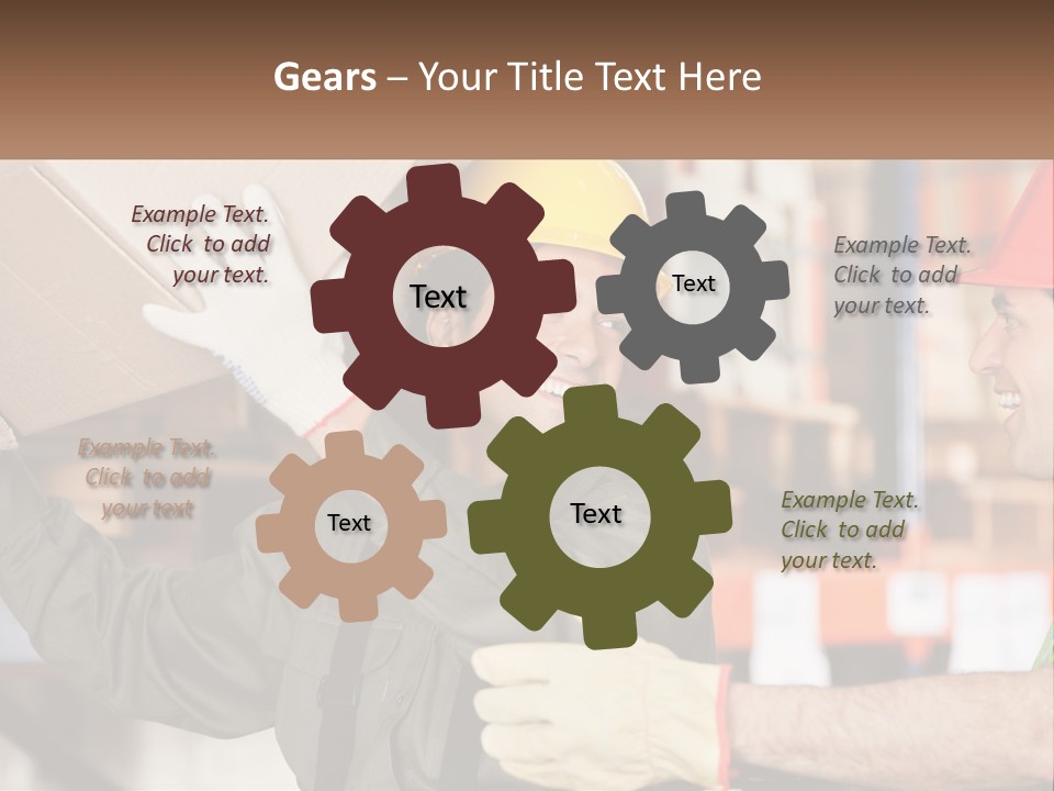 A Man Holding A Box With Another Man Wearing A Hard Hat PowerPoint Template