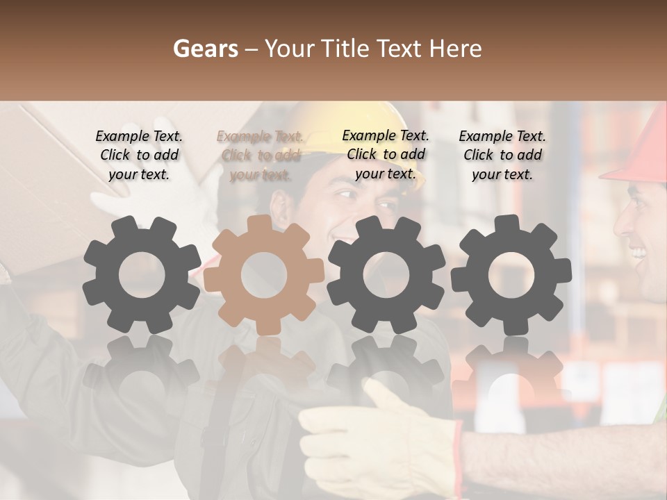 A Man Holding A Box With Another Man Wearing A Hard Hat PowerPoint Template