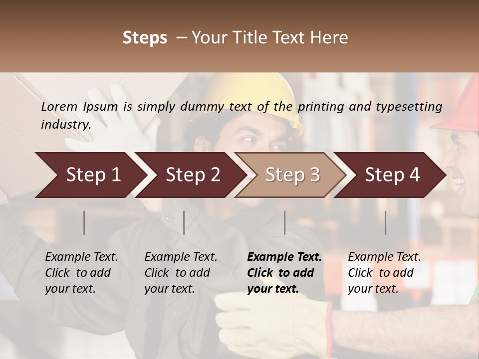 A Man Holding A Box With Another Man Wearing A Hard Hat PowerPoint Template