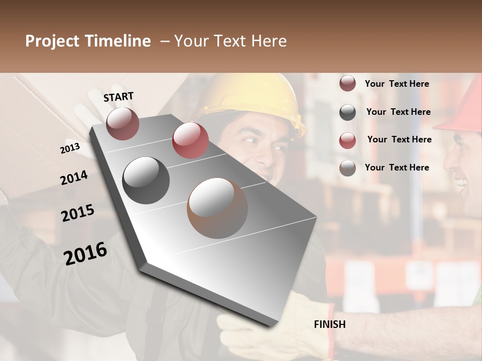 A Man Holding A Box With Another Man Wearing A Hard Hat PowerPoint Template