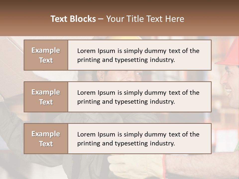 A Man Holding A Box With Another Man Wearing A Hard Hat PowerPoint Template