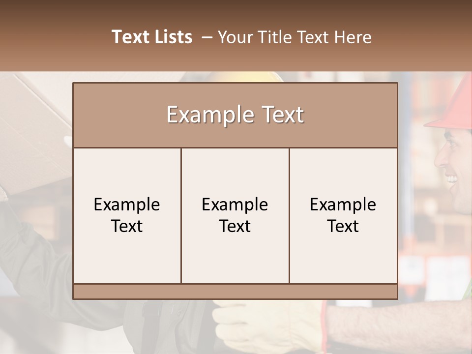 A Man Holding A Box With Another Man Wearing A Hard Hat PowerPoint Template
