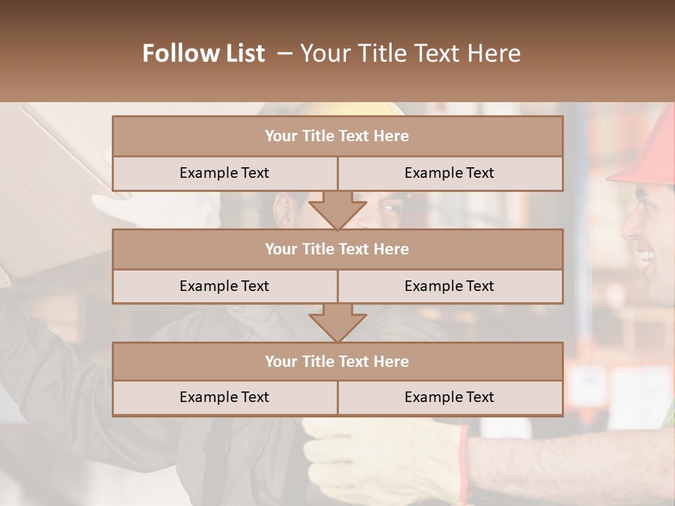 A Man Holding A Box With Another Man Wearing A Hard Hat PowerPoint Template