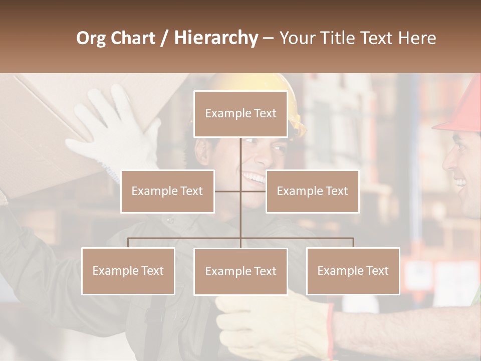 A Man Holding A Box With Another Man Wearing A Hard Hat PowerPoint Template