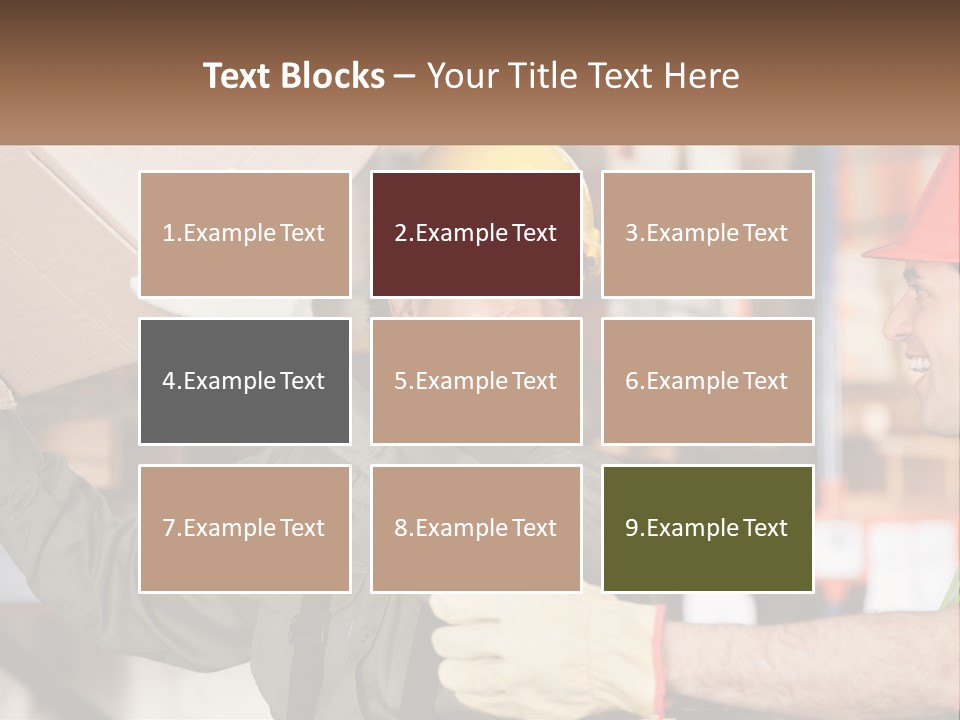 A Man Holding A Box With Another Man Wearing A Hard Hat PowerPoint Template