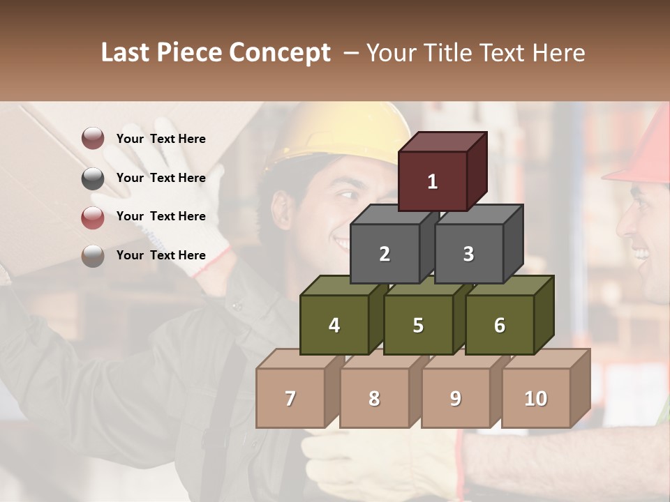 A Man Holding A Box With Another Man Wearing A Hard Hat PowerPoint Template