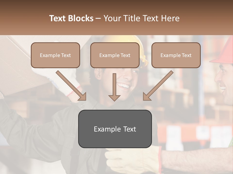 A Man Holding A Box With Another Man Wearing A Hard Hat PowerPoint Template