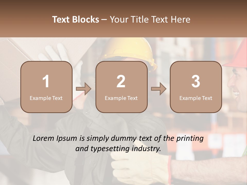 A Man Holding A Box With Another Man Wearing A Hard Hat PowerPoint Template