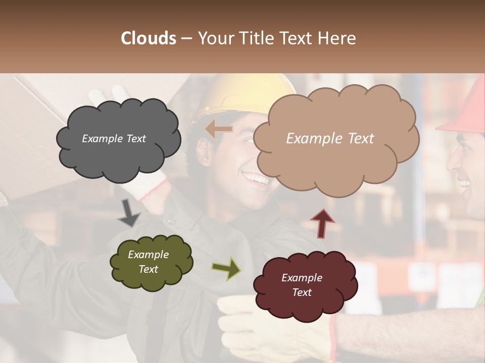 A Man Holding A Box With Another Man Wearing A Hard Hat PowerPoint Template