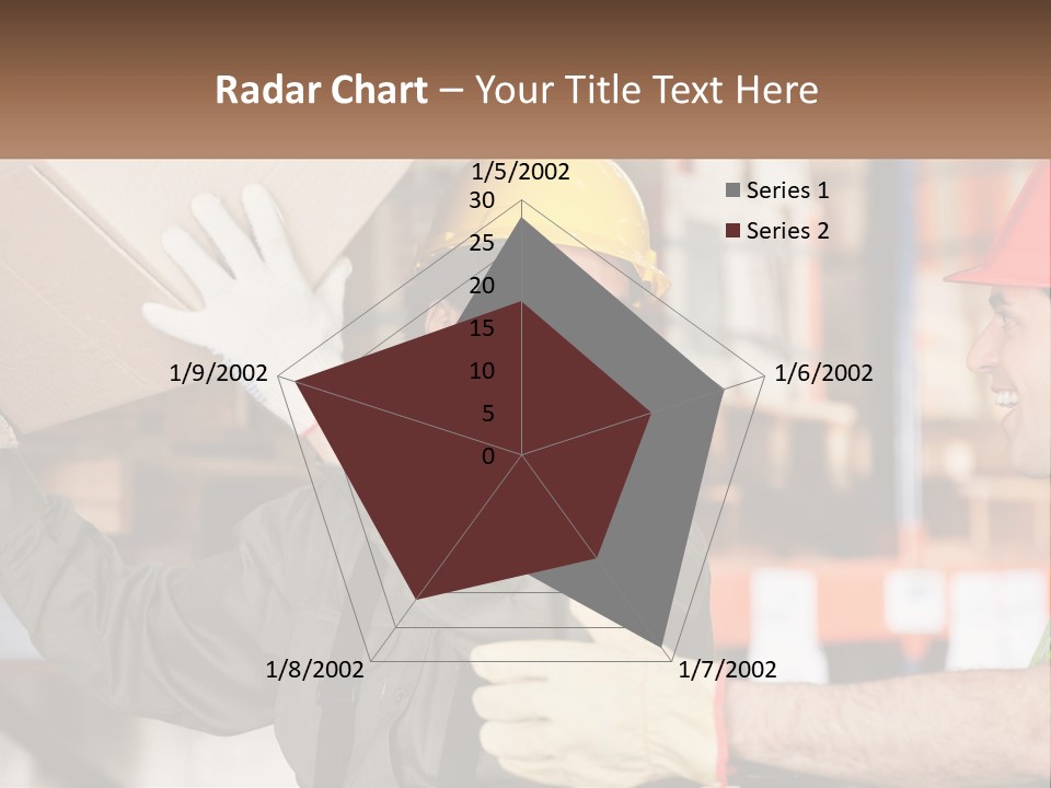 A Man Holding A Box With Another Man Wearing A Hard Hat PowerPoint Template