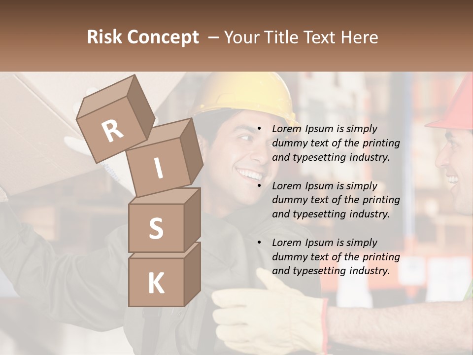 A Man Holding A Box With Another Man Wearing A Hard Hat PowerPoint Template