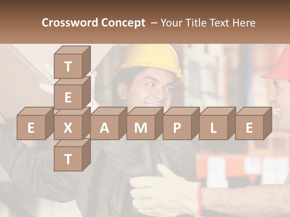 A Man Holding A Box With Another Man Wearing A Hard Hat PowerPoint Template