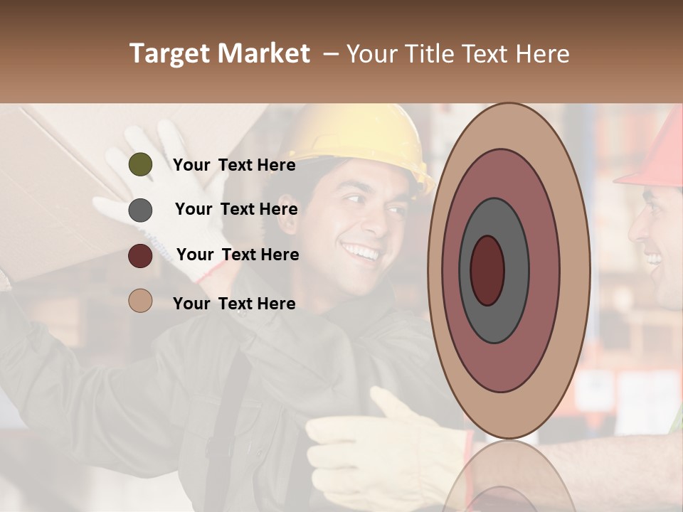 A Man Holding A Box With Another Man Wearing A Hard Hat PowerPoint Template