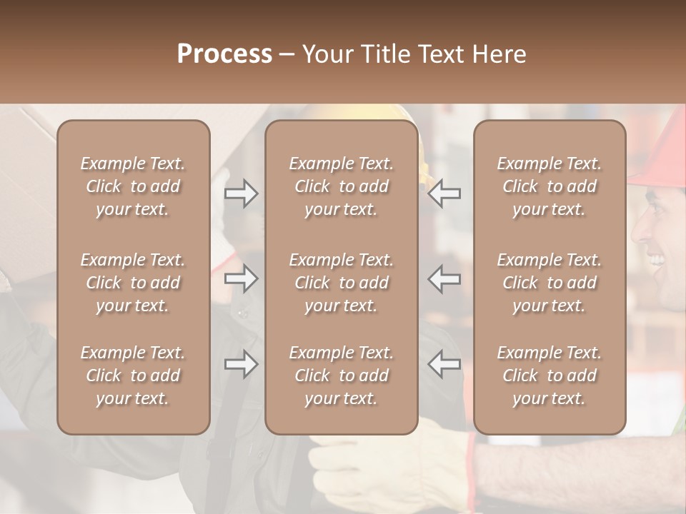 A Man Holding A Box With Another Man Wearing A Hard Hat PowerPoint Template