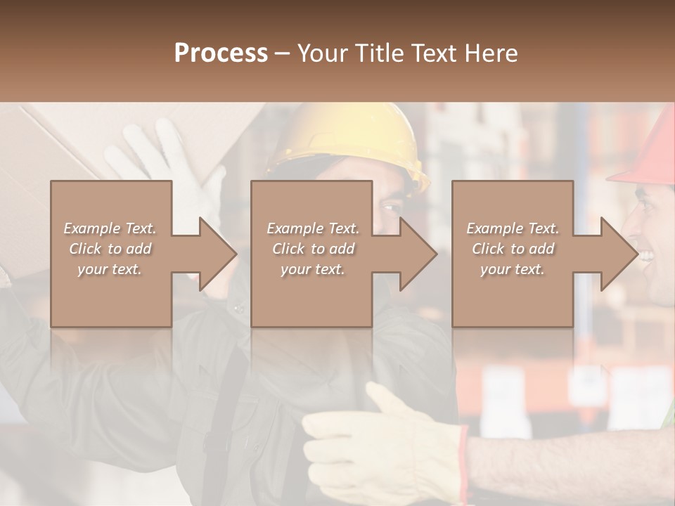 A Man Holding A Box With Another Man Wearing A Hard Hat PowerPoint Template