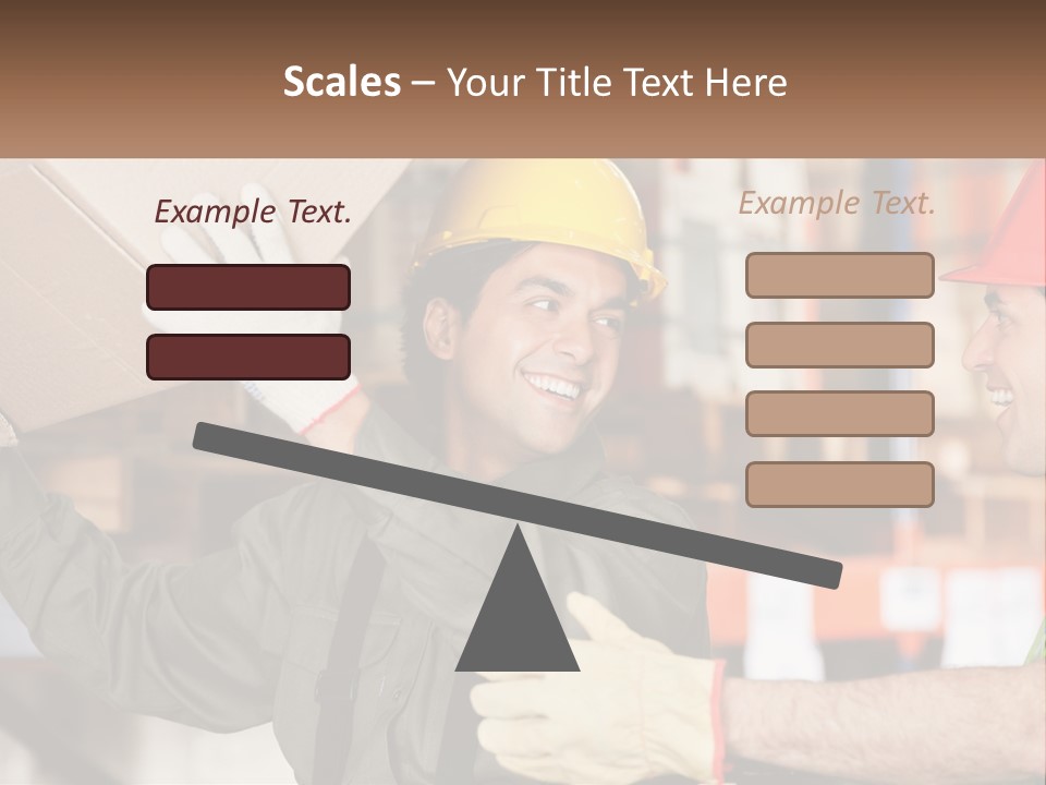 A Man Holding A Box With Another Man Wearing A Hard Hat PowerPoint Template