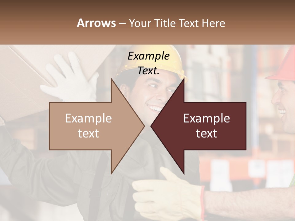 A Man Holding A Box With Another Man Wearing A Hard Hat PowerPoint Template