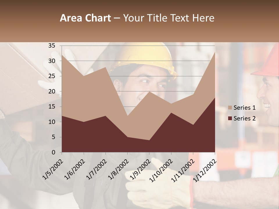 A Man Holding A Box With Another Man Wearing A Hard Hat PowerPoint Template
