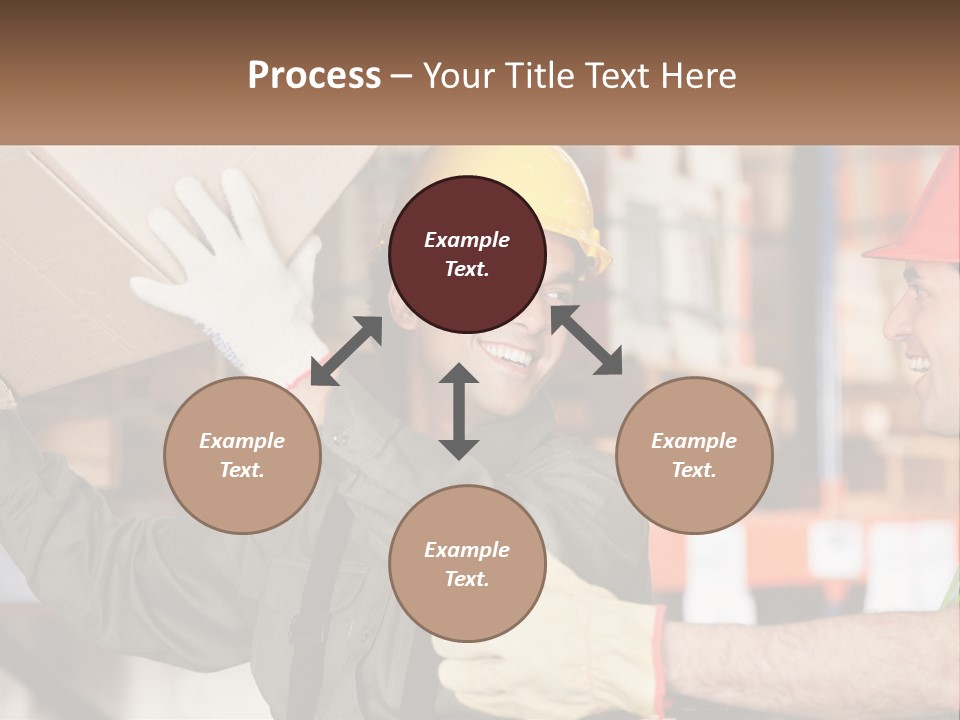 A Man Holding A Box With Another Man Wearing A Hard Hat PowerPoint Template