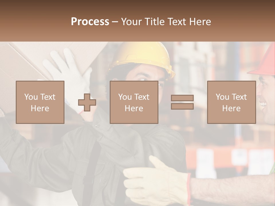 A Man Holding A Box With Another Man Wearing A Hard Hat PowerPoint Template