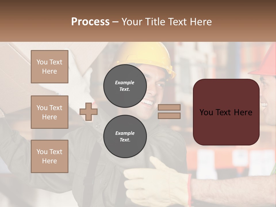 A Man Holding A Box With Another Man Wearing A Hard Hat PowerPoint Template