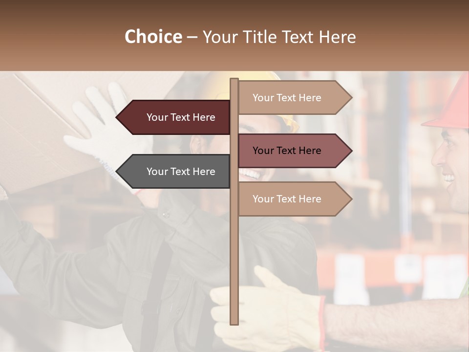 A Man Holding A Box With Another Man Wearing A Hard Hat PowerPoint Template