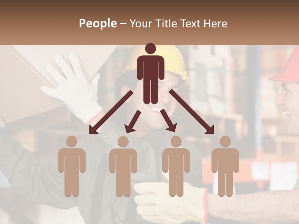 A Man Holding A Box With Another Man Wearing A Hard Hat PowerPoint Template