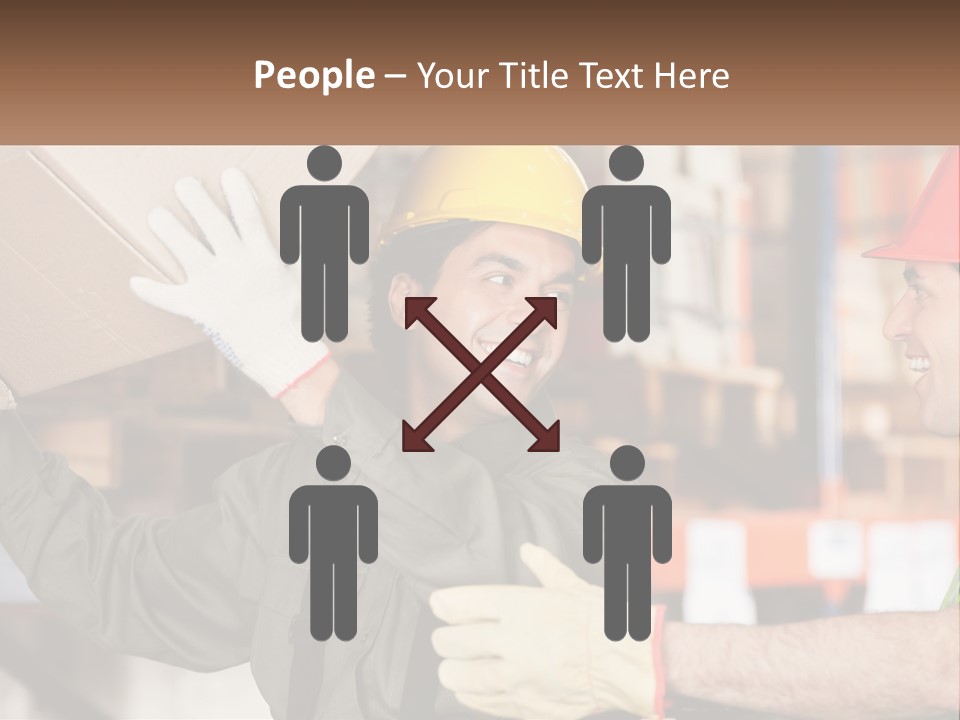 A Man Holding A Box With Another Man Wearing A Hard Hat PowerPoint Template