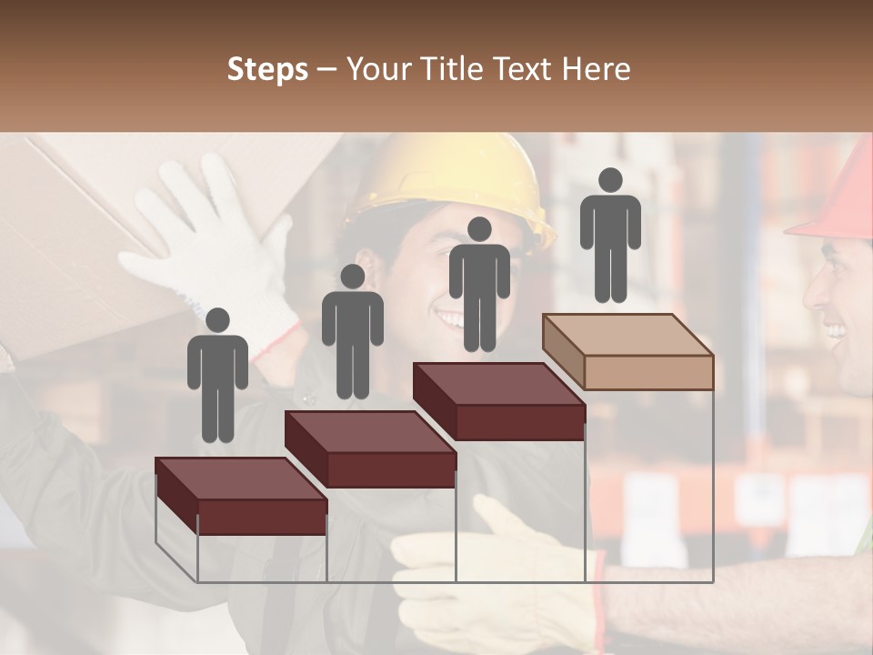 A Man Holding A Box With Another Man Wearing A Hard Hat PowerPoint Template