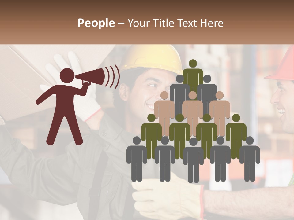 A Man Holding A Box With Another Man Wearing A Hard Hat PowerPoint Template