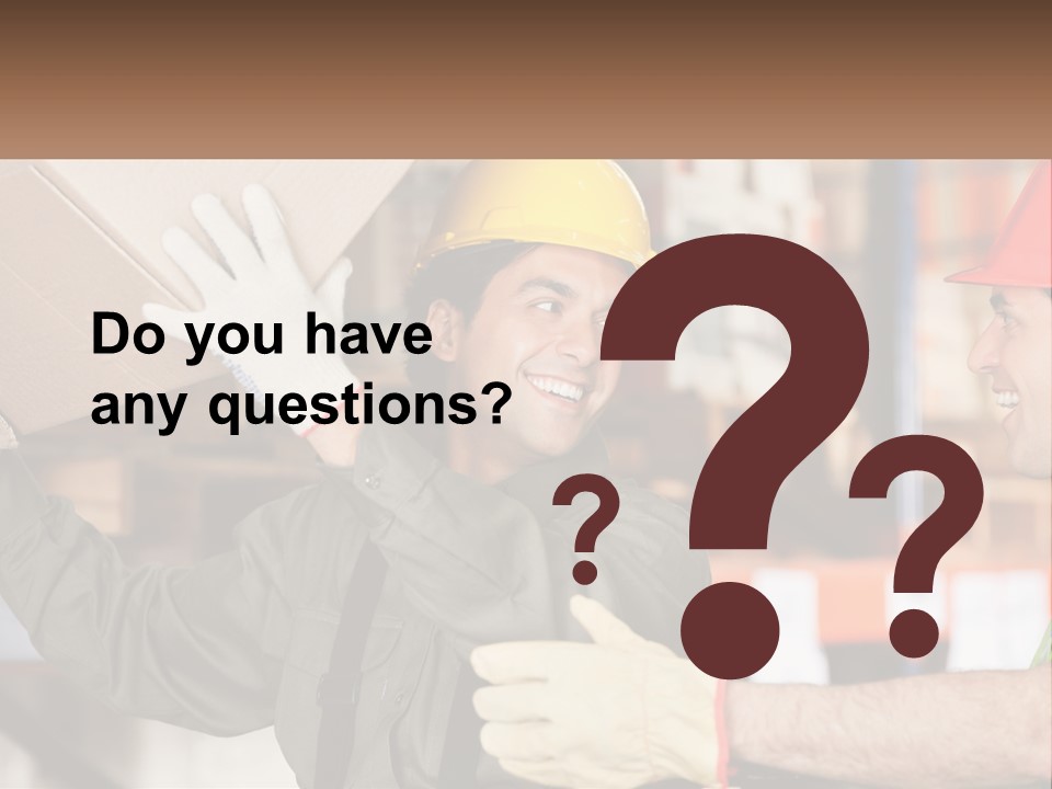 A Man Holding A Box With Another Man Wearing A Hard Hat PowerPoint Template