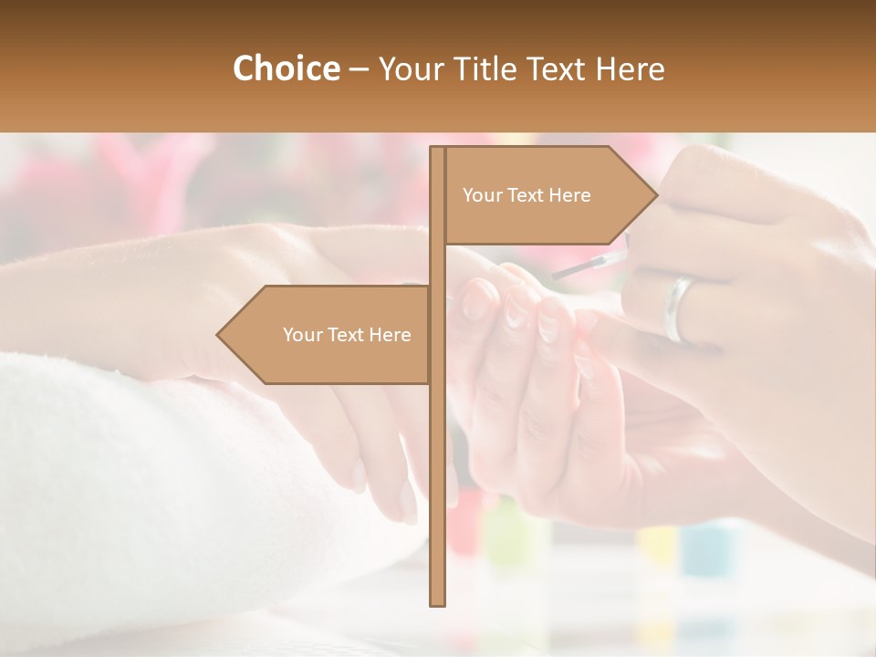 A Woman Getting Her Nails Done By A Nail Salon PowerPoint Template