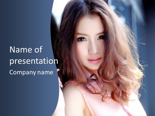A Woman With Long Hair Is Posing For A Picture PowerPoint Template
