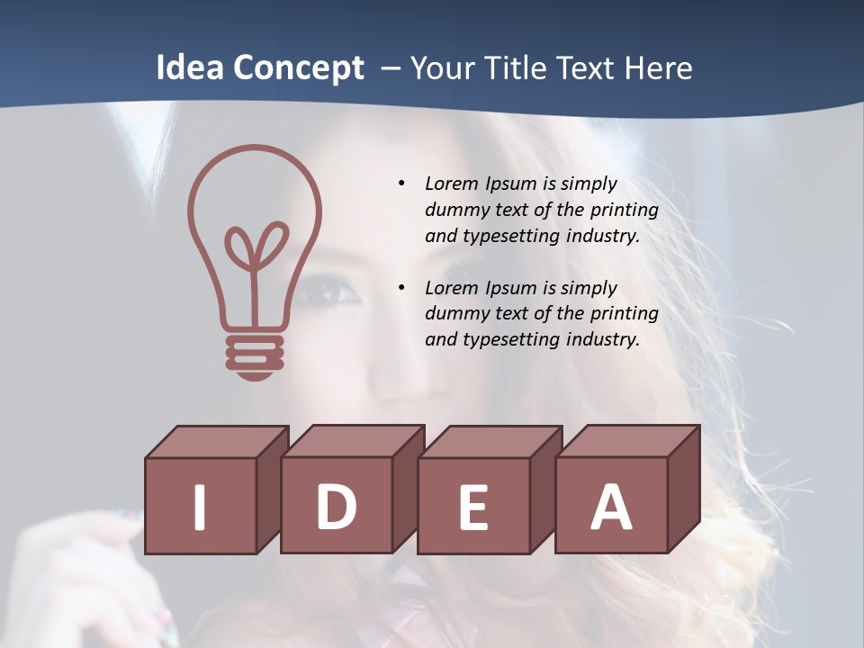 A Woman With Long Hair Is Posing For A Picture PowerPoint Template