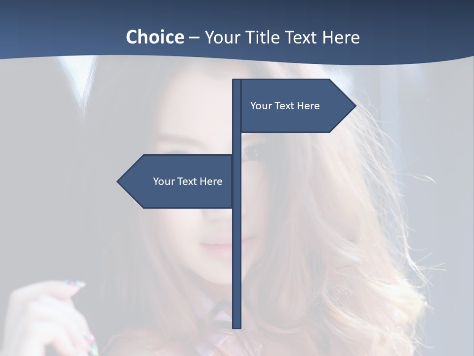 A Woman With Long Hair Is Posing For A Picture PowerPoint Template