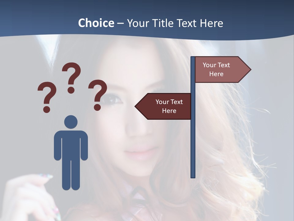 A Woman With Long Hair Is Posing For A Picture PowerPoint Template