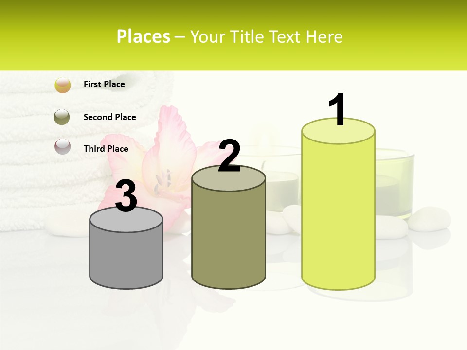 A Pink Flower Sitting On Top Of A Pile Of White Towels PowerPoint Template